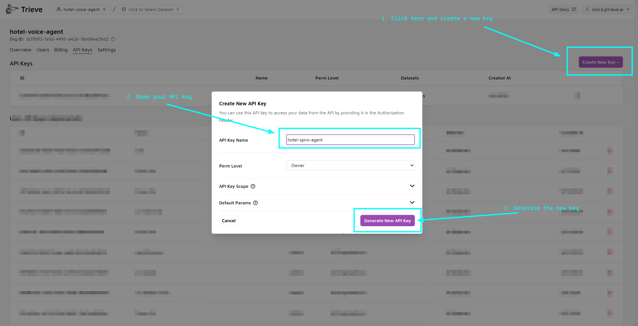 create a trieve api key