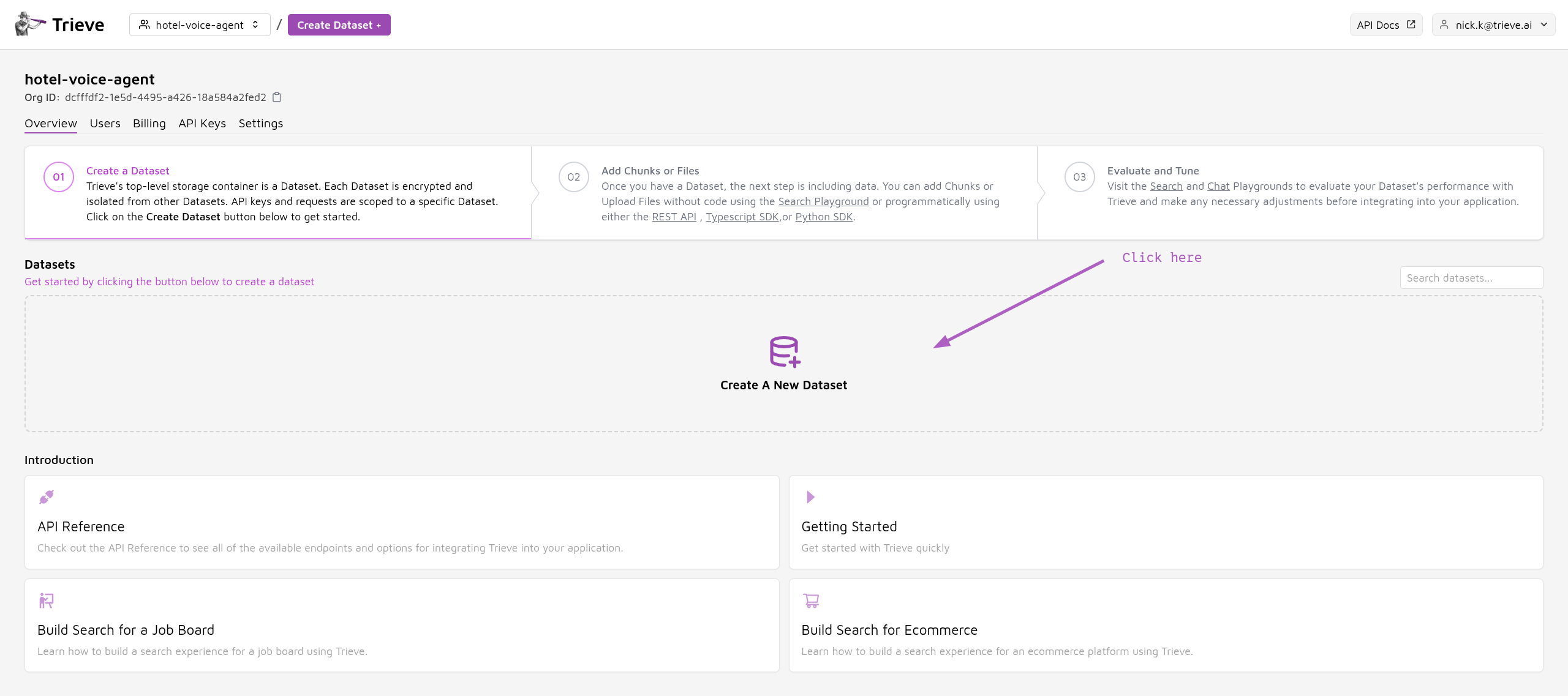 create trieve dataset