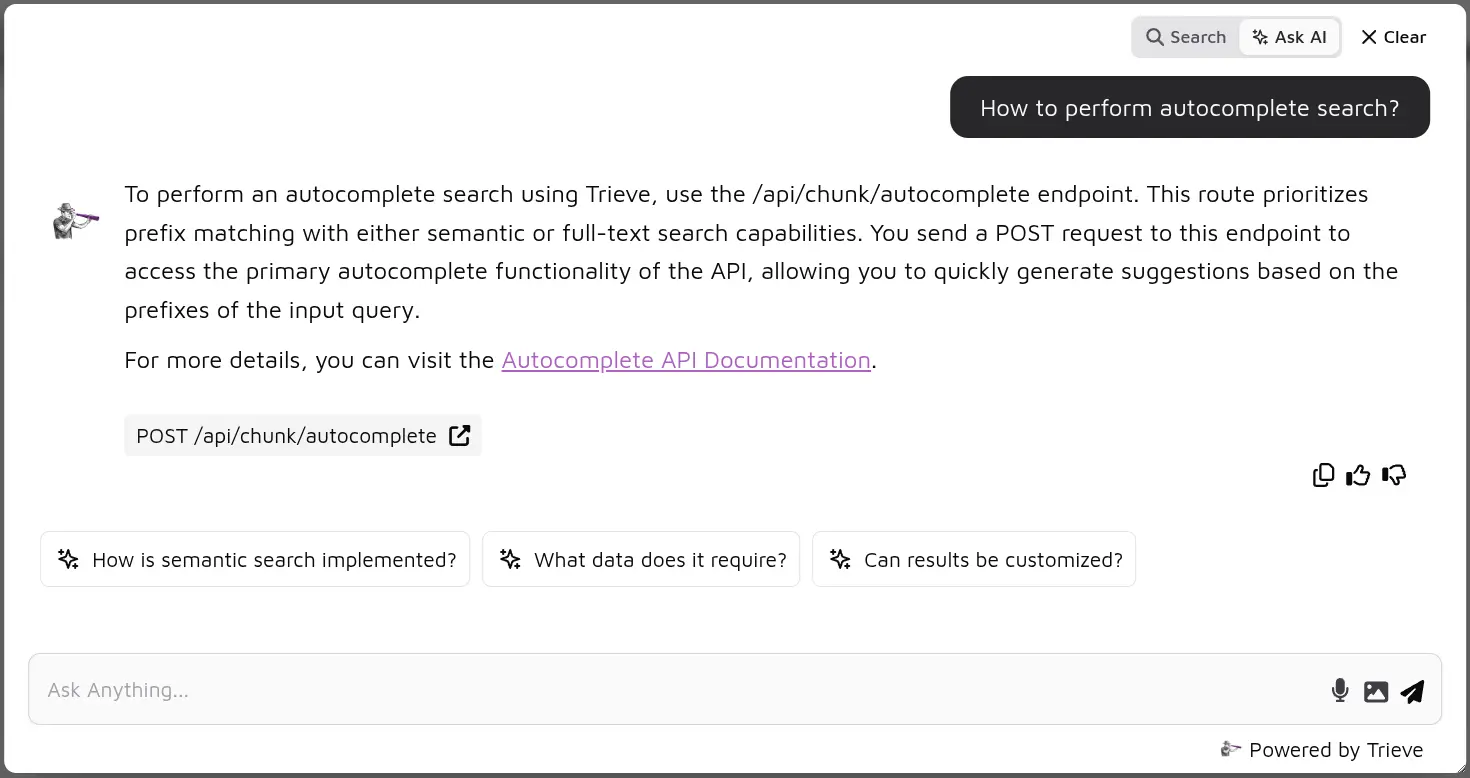 Trieve AI Agent Chat